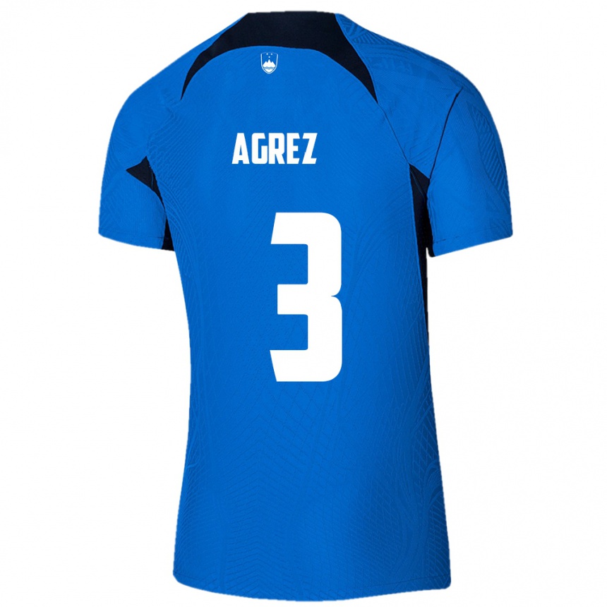 Men Football Slovenia Sara Agrež #3 Blue Away Jersey 24-26 T-Shirt Australia