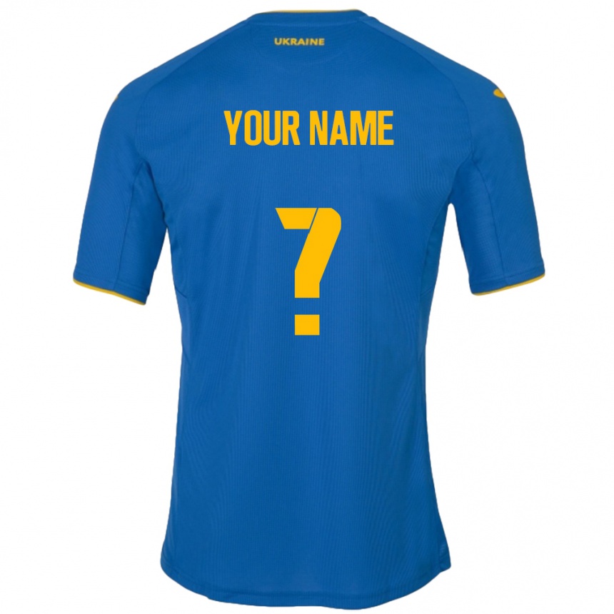 Men Football Ukraine Your Name #0 Blue Away Jersey 24-26 T-Shirt Australia