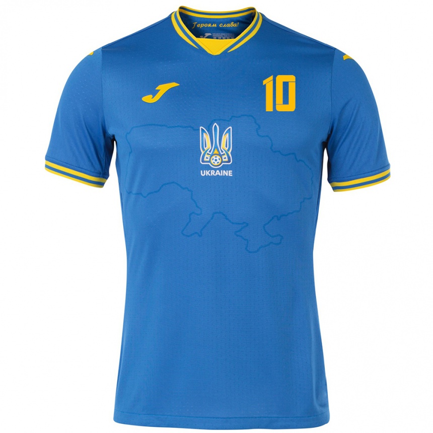 Men Football Ukraine Artem Shulyanskyi #10 Blue Away Jersey 24-26 T-Shirt Australia