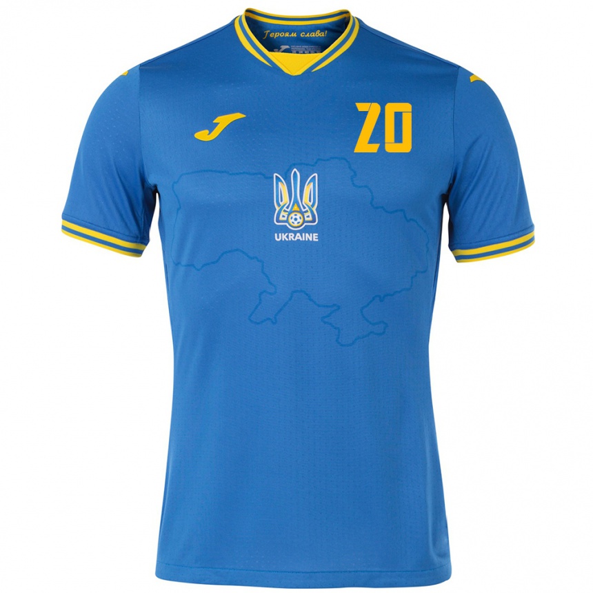 Men Football Ukraine Eldar Kuliyev #20 Blue Away Jersey 24-26 T-Shirt Australia