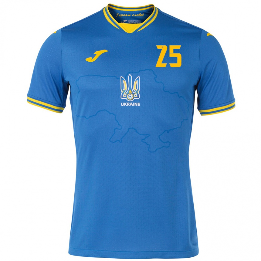 Men Football Ukraine Vladyslav Vanat #25 Blue Away Jersey 24-26 T-Shirt Australia