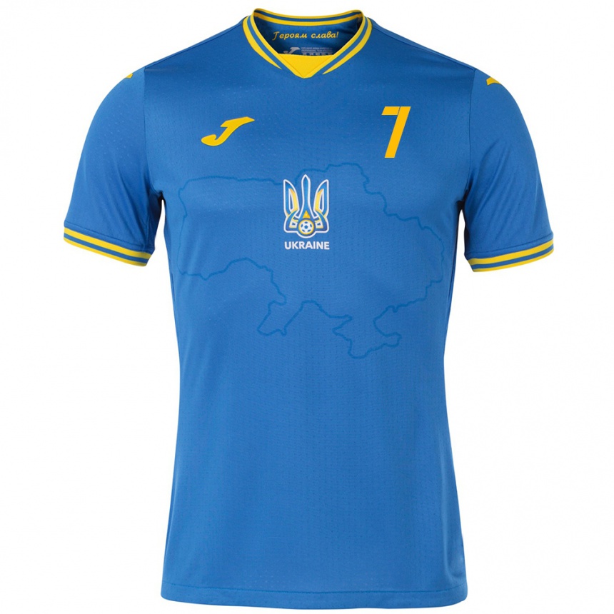 Men Football Ukraine Yana Kalinina #7 Blue Away Jersey 24-26 T-Shirt Australia