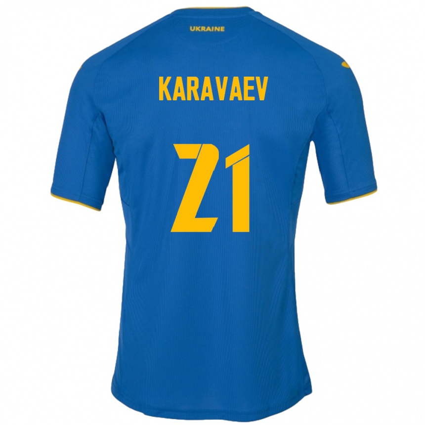 Men Football Ukraine Oleksandr Karavaev #21 Blue Away Jersey 24-26 T-Shirt Australia