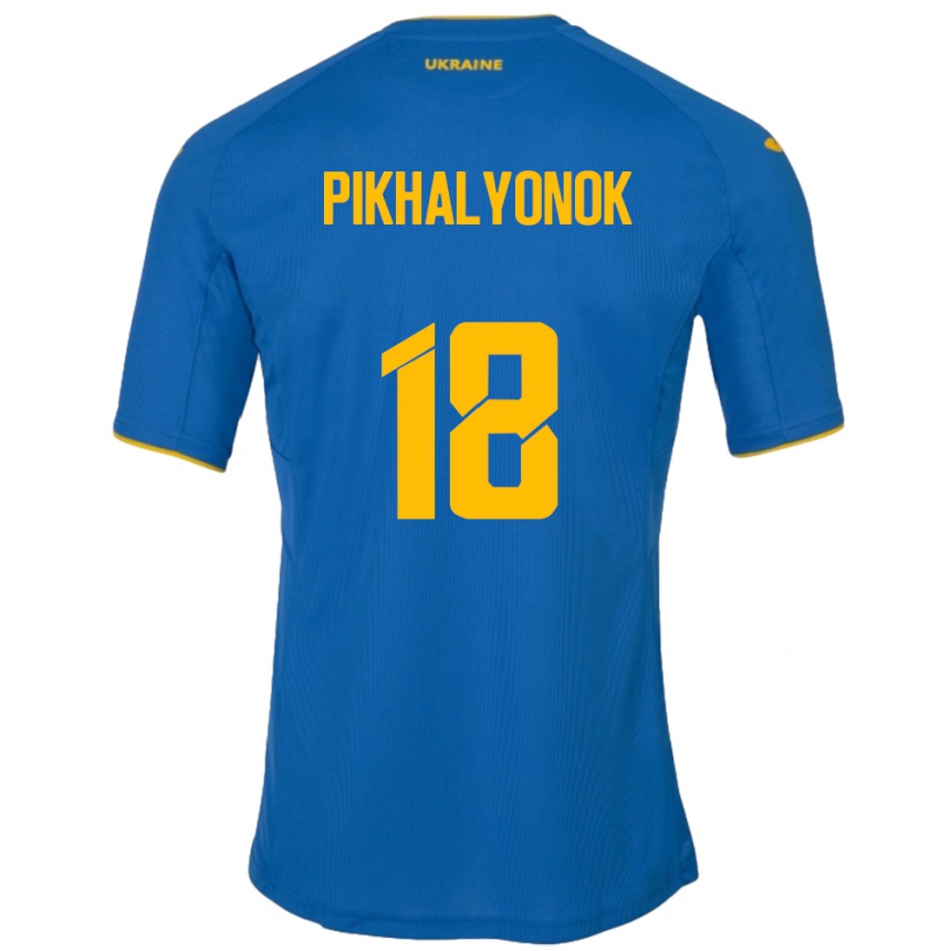 Men Football Ukraine Oleksandr Pikhalyonok #18 Blue Away Jersey 24-26 T-Shirt Australia