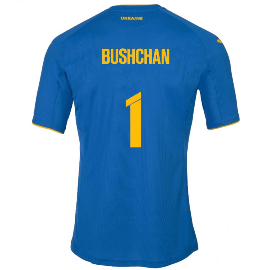 Men Football Ukraine Georgiy Bushchan #1 Blue Away Jersey 24-26 T-Shirt Australia