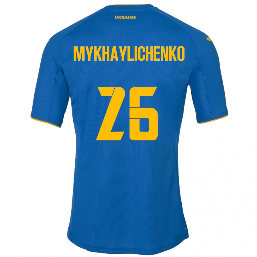 Men Football Ukraine Bogdan Mykhaylichenko #26 Blue Away Jersey 24-26 T-Shirt Australia