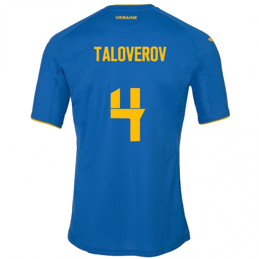 Men Football Ukraine Maksym Taloverov #4 Blue Away Jersey 24-26 T-Shirt Australia