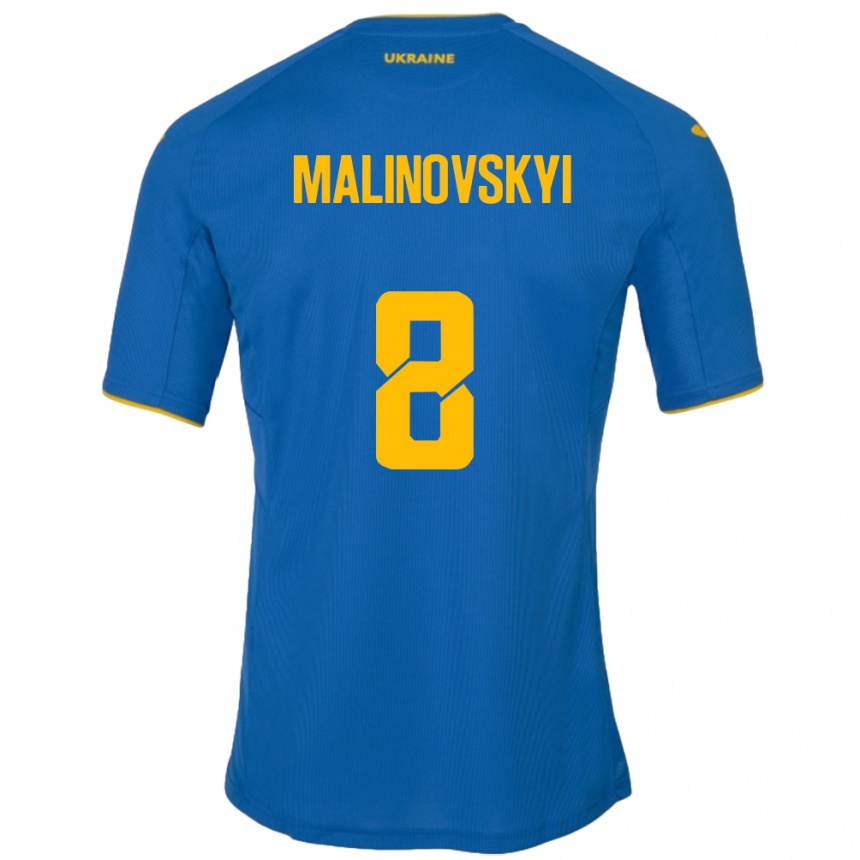 Men Football Ukraine Ruslan Malinovskyi #8 Blue Away Jersey 24-26 T-Shirt Australia