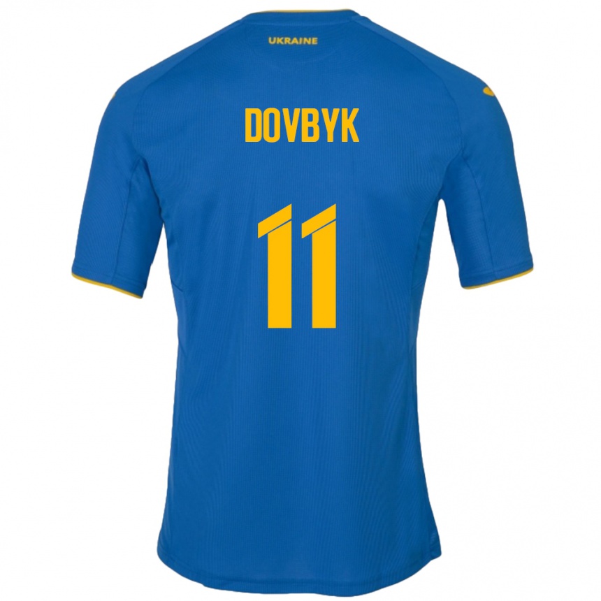 Men Football Ukraine Artem Dovbyk #11 Blue Away Jersey 24-26 T-Shirt Australia