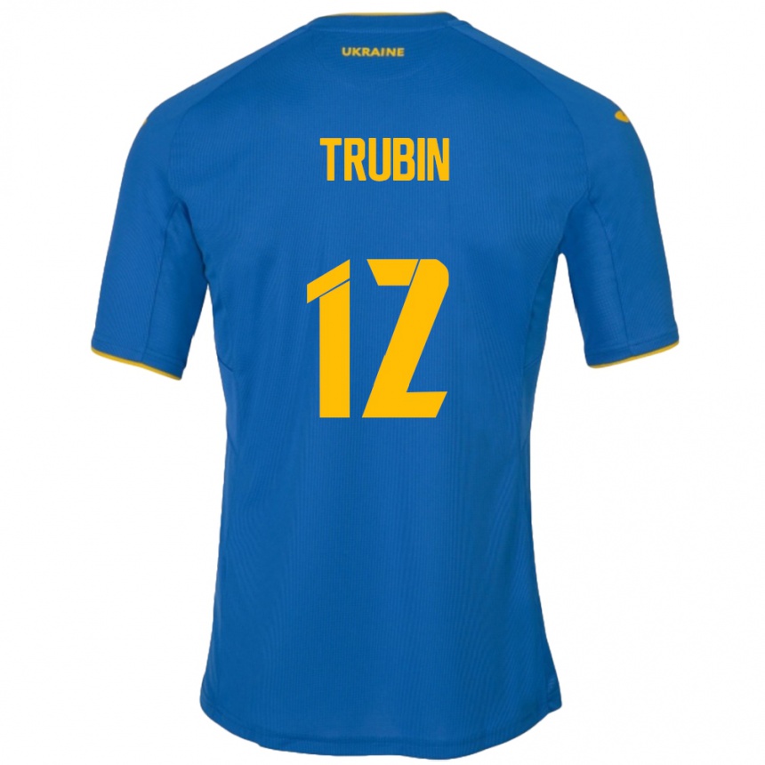 Men Football Ukraine Anatoliy Trubin #12 Blue Away Jersey 24-26 T-Shirt Australia