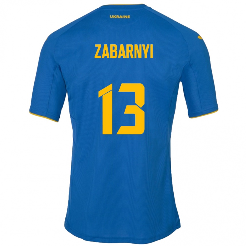 Men Football Ukraine Ilya Zabarnyi #13 Blue Away Jersey 24-26 T-Shirt Australia