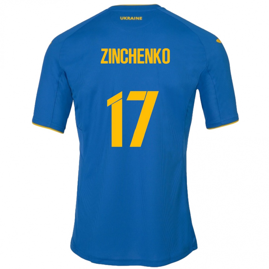 Men Football Ukraine Oleksandr Zinchenko #17 Blue Away Jersey 24-26 T-Shirt Australia