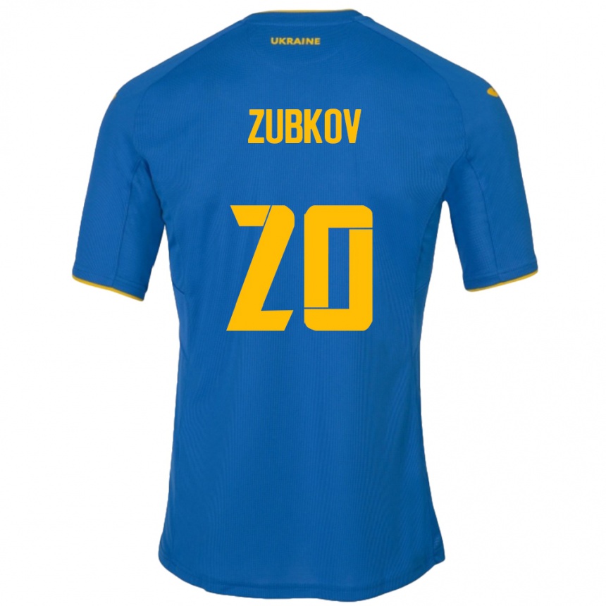 Men Football Ukraine Oleksandr Zubkov #20 Blue Away Jersey 24-26 T-Shirt Australia