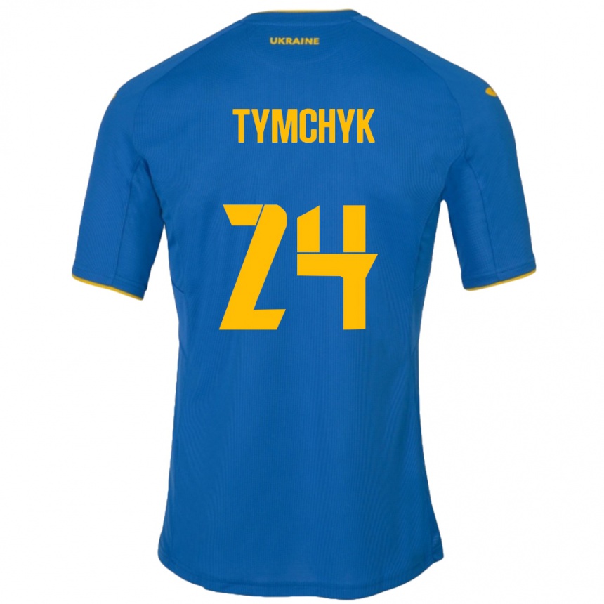 Men Football Ukraine Oleksandr Tymchyk #24 Blue Away Jersey 24-26 T-Shirt Australia