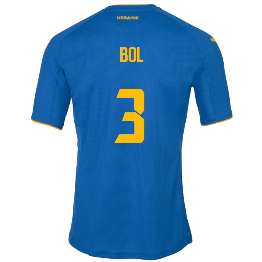 Men Football Ukraine Anton Bol #3 Blue Away Jersey 24-26 T-Shirt Australia