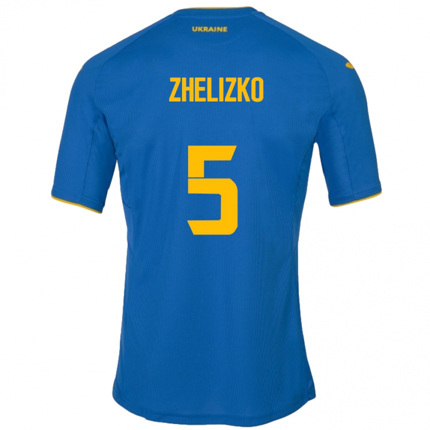 Men Football Ukraine Ivan Zhelizko #5 Blue Away Jersey 24-26 T-Shirt Australia