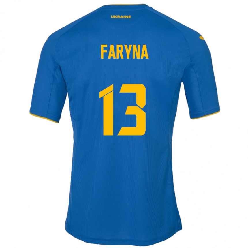 Men Football Ukraine Maryan Faryna #13 Blue Away Jersey 24-26 T-Shirt Australia