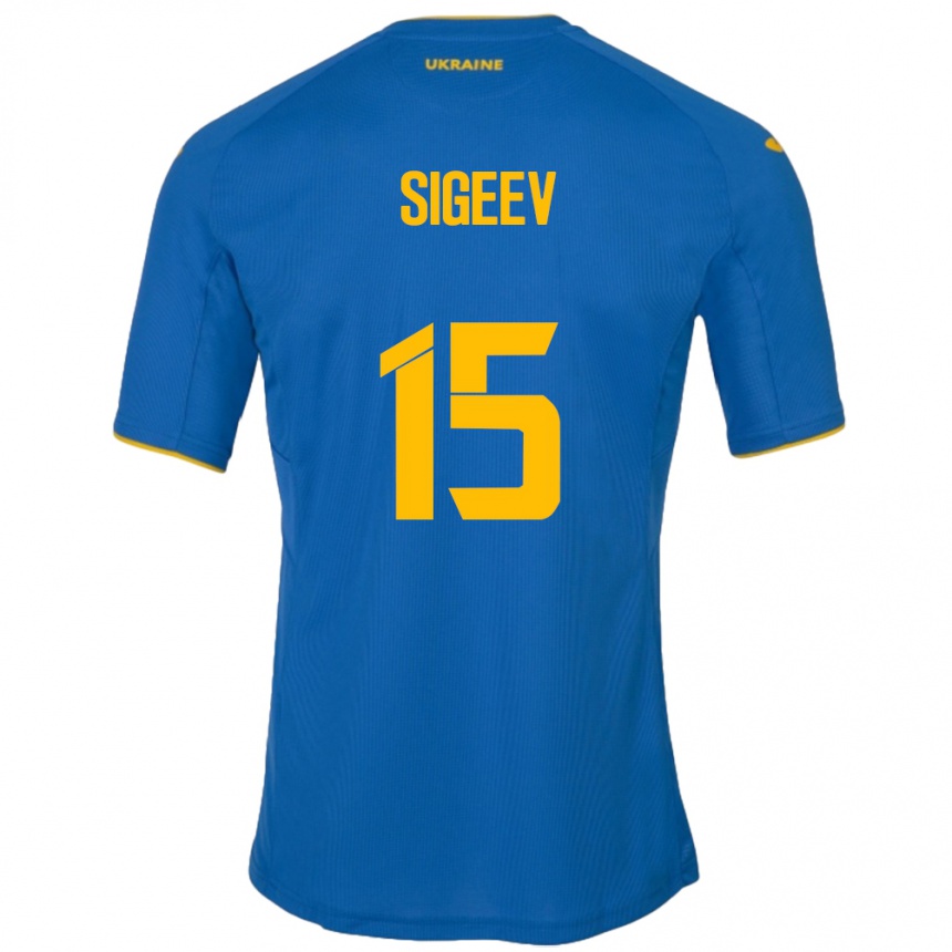 Men Football Ukraine Kyrylo Sigeev #15 Blue Away Jersey 24-26 T-Shirt Australia