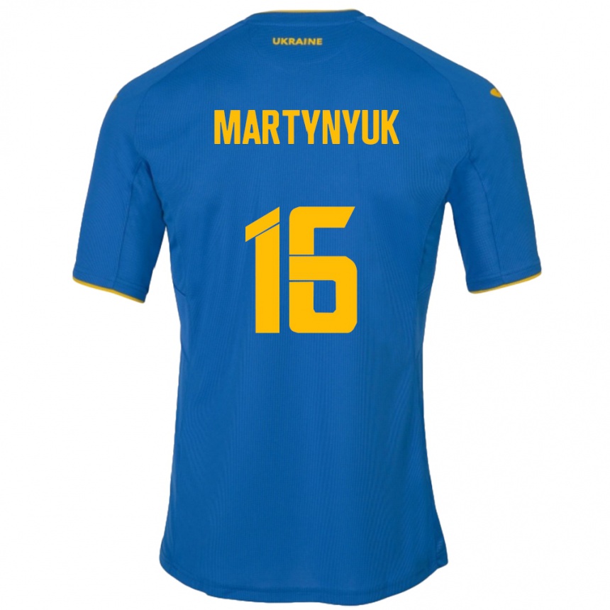 Men Football Ukraine Oleksandr Martynyuk #16 Blue Away Jersey 24-26 T-Shirt Australia