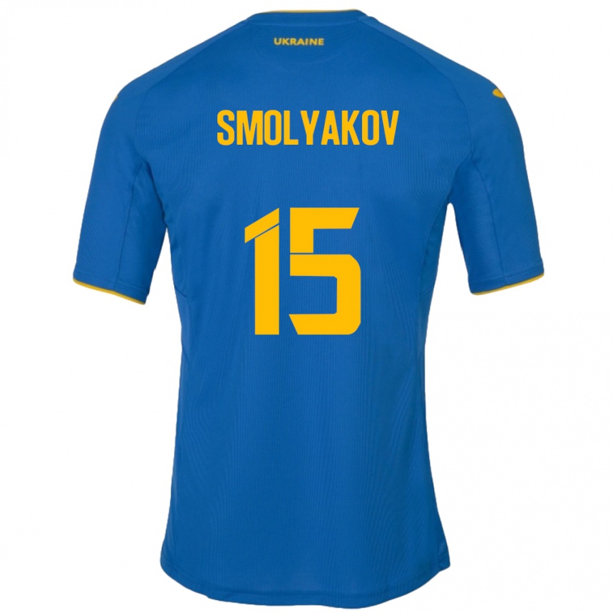 Men Football Ukraine Artem Smolyakov #15 Blue Away Jersey 24-26 T-Shirt Australia