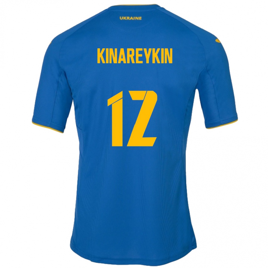 Men Football Ukraine Yakiv Kinareykin #12 Blue Away Jersey 24-26 T-Shirt Australia