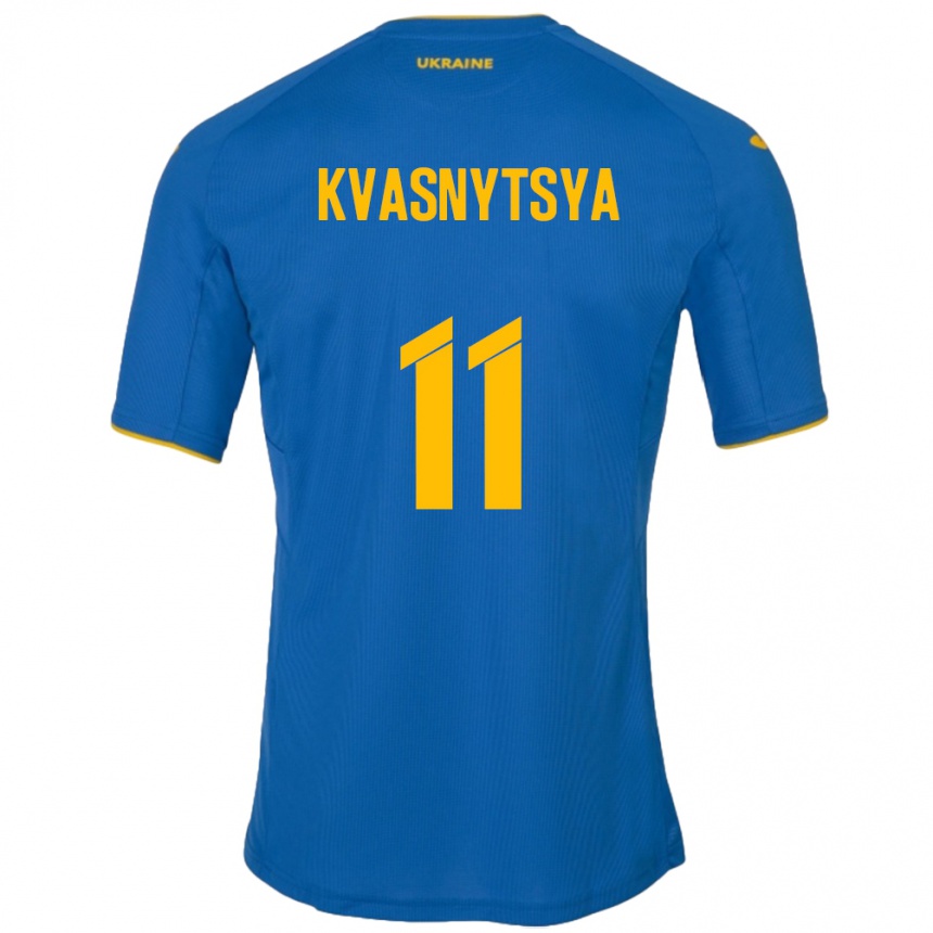 Men Football Ukraine Ilya Kvasnytsya #11 Blue Away Jersey 24-26 T-Shirt Australia