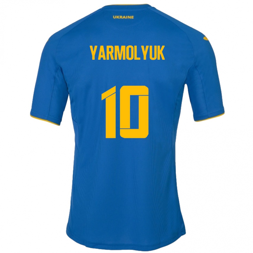 Men Football Ukraine Yegor Yarmolyuk #10 Blue Away Jersey 24-26 T-Shirt Australia