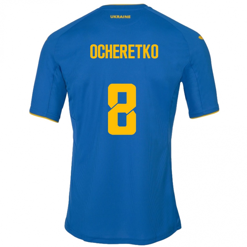 Men Football Ukraine Oleg Ocheretko #8 Blue Away Jersey 24-26 T-Shirt Australia