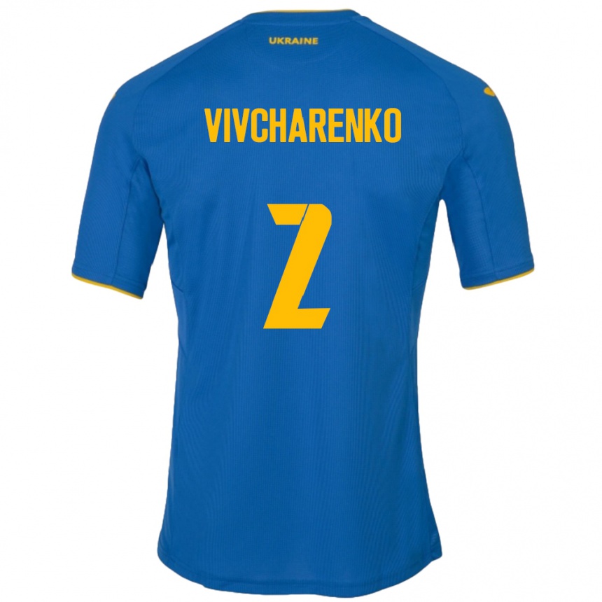 Men Football Ukraine Kostyantyn Vivcharenko #2 Blue Away Jersey 24-26 T-Shirt Australia