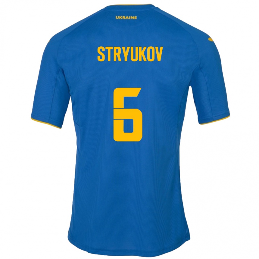 Men Football Ukraine Maksym Stryukov #6 Blue Away Jersey 24-26 T-Shirt Australia