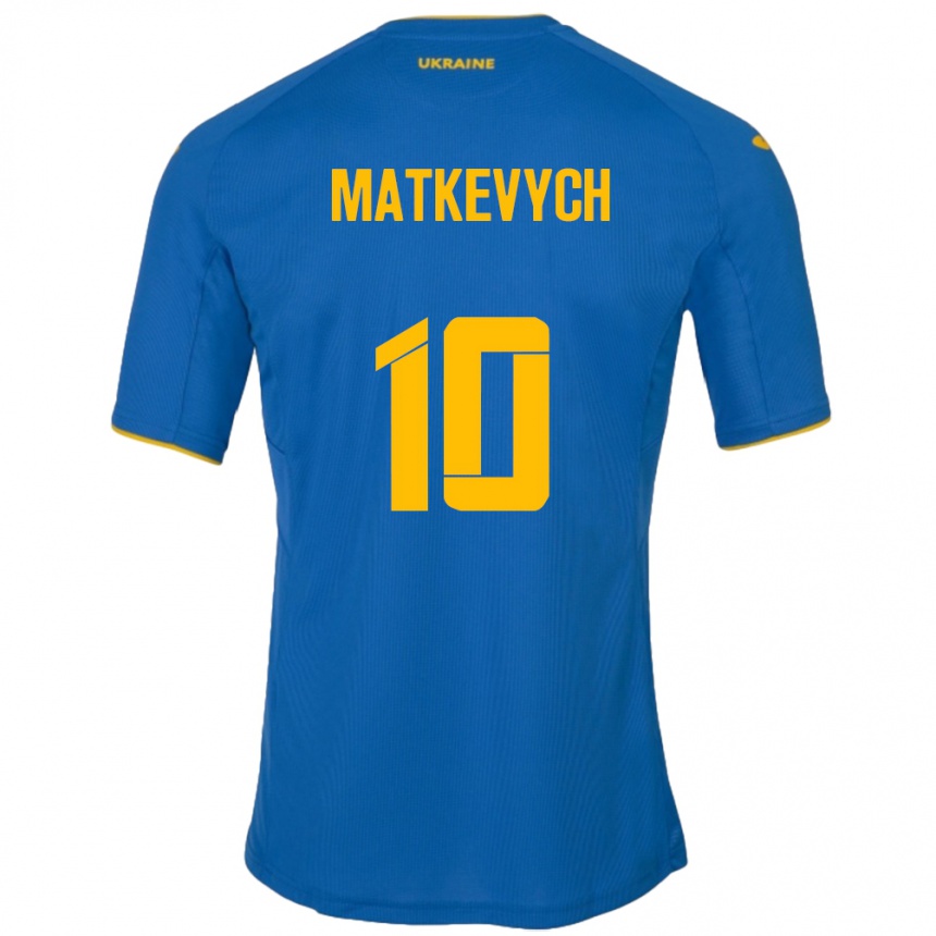 Men Football Ukraine Andriy Matkevych #10 Blue Away Jersey 24-26 T-Shirt Australia