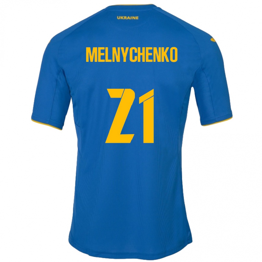 Men Football Ukraine Maksym Melnychenko #21 Blue Away Jersey 24-26 T-Shirt Australia