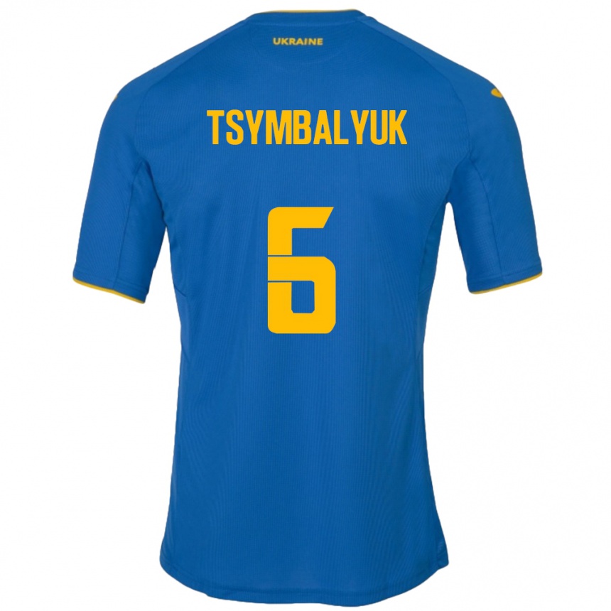 Men Football Ukraine Maksym Tsymbalyuk #6 Blue Away Jersey 24-26 T-Shirt Australia