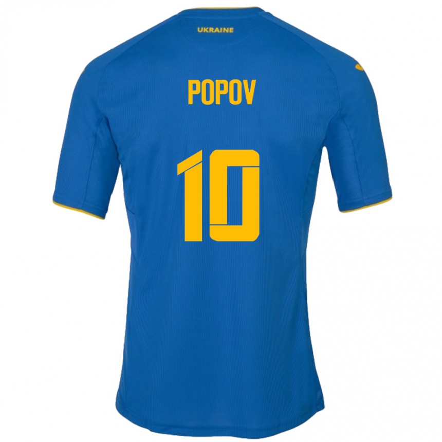 Men Football Ukraine Bogdan Popov #10 Blue Away Jersey 24-26 T-Shirt Australia