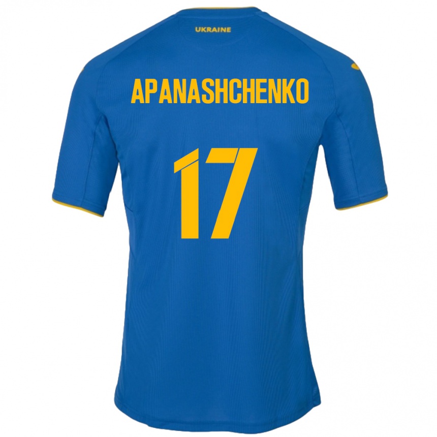 Men Football Ukraine Daryna Apanashchenko #17 Blue Away Jersey 24-26 T-Shirt Australia