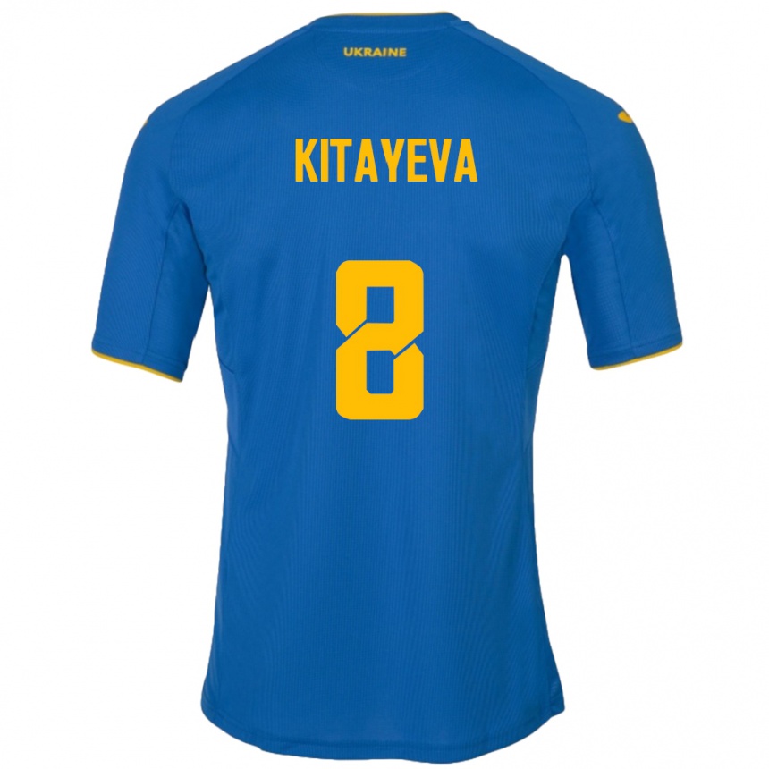 Men Football Ukraine Tetyana Kitayeva #8 Blue Away Jersey 24-26 T-Shirt Australia