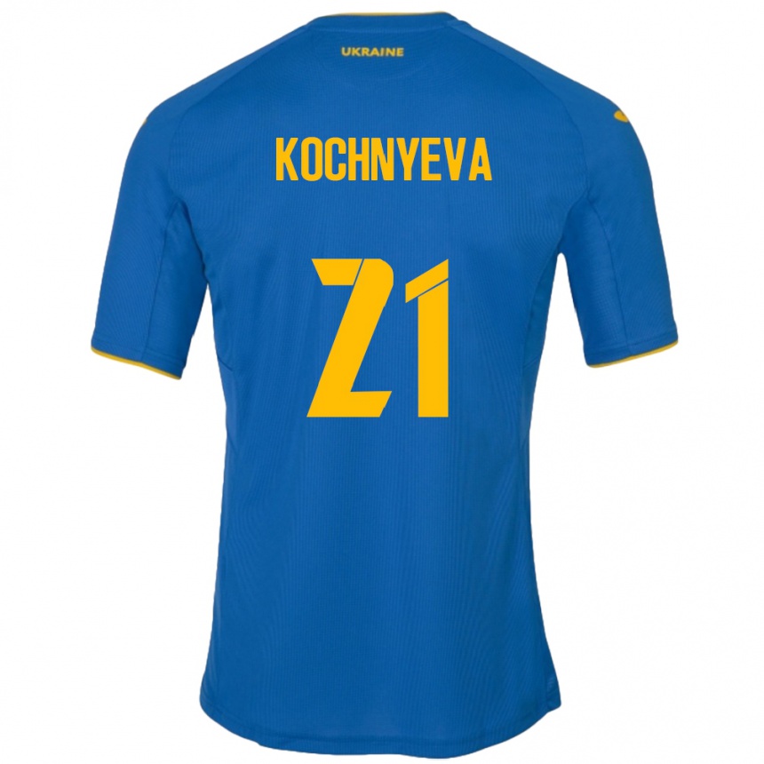 Men Football Ukraine Iryna Kochnyeva #21 Blue Away Jersey 24-26 T-Shirt Australia