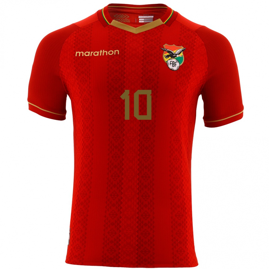 Men Football Bolivia Ramiro Vaca #10 Red Away Jersey 24-26 T-Shirt Australia