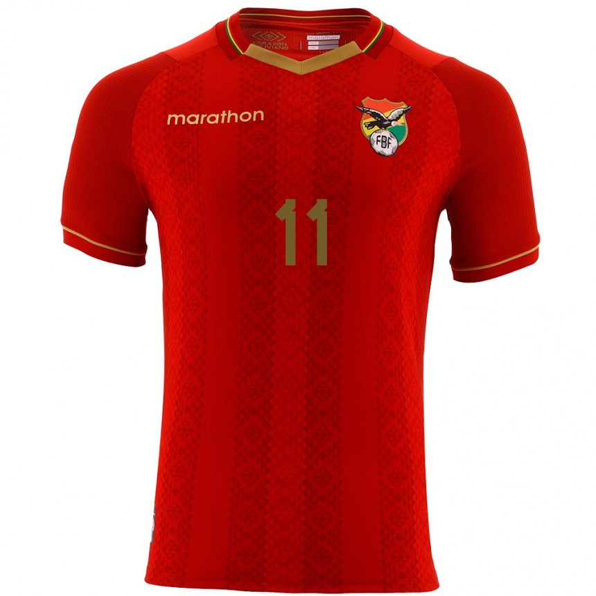 Men Football Bolivia Moises Paniagua #11 Red Away Jersey 24-26 T-Shirt Australia