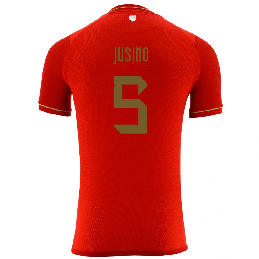 Men Football Bolivia Adrián Jusino #5 Red Away Jersey 24-26 T-Shirt Australia