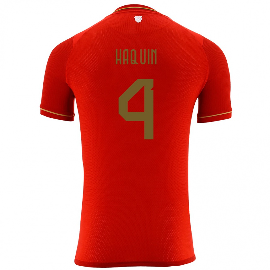 Men Football Bolivia Luis Haquín #4 Red Away Jersey 24-26 T-Shirt Australia