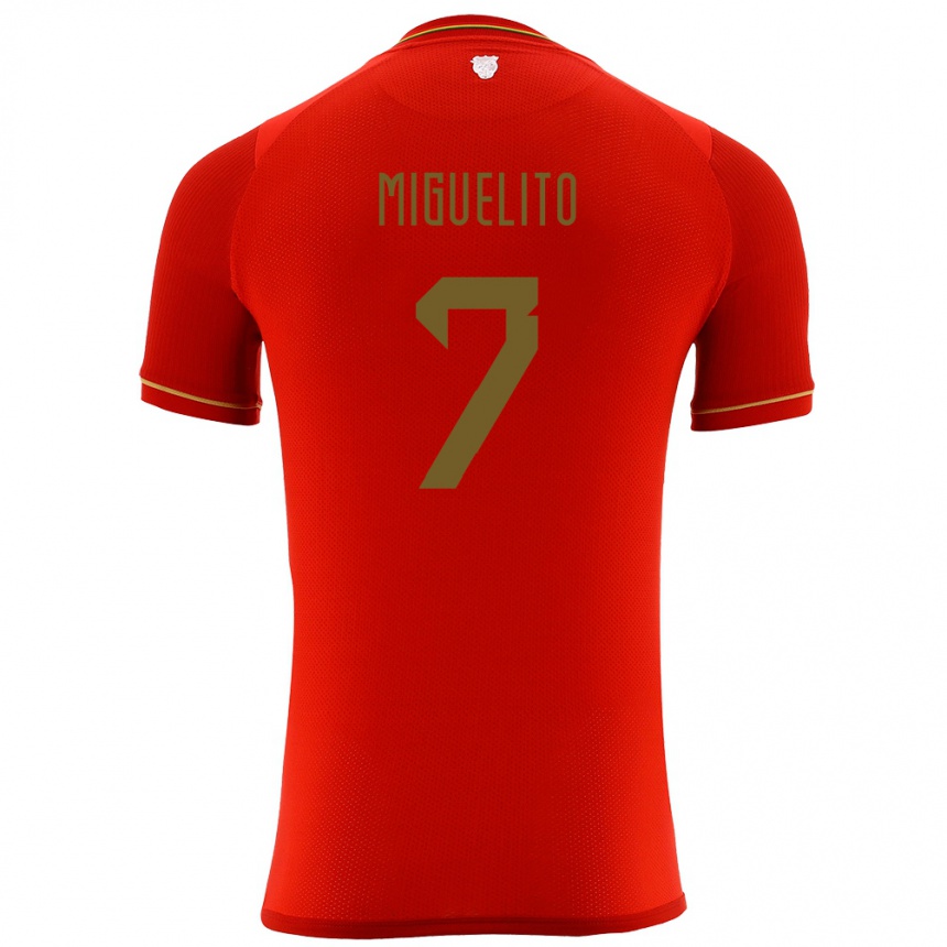 Men Football Bolivia Miguelito #7 Red Away Jersey 24-26 T-Shirt Australia