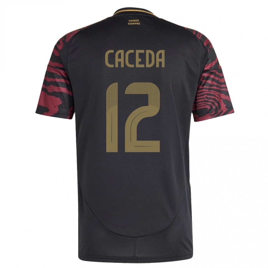 Men Football Peru Carlos Cáceda #12 Black Away Jersey 24-26 T-Shirt Australia