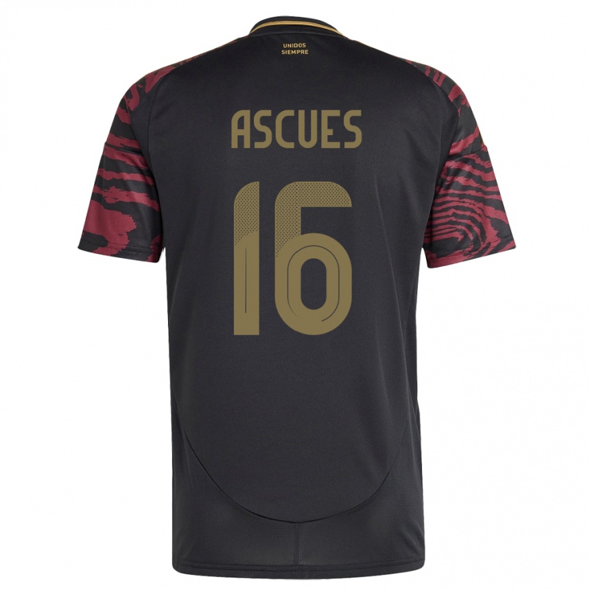 Men Football Peru Carlos Ascues #16 Black Away Jersey 24-26 T-Shirt Australia