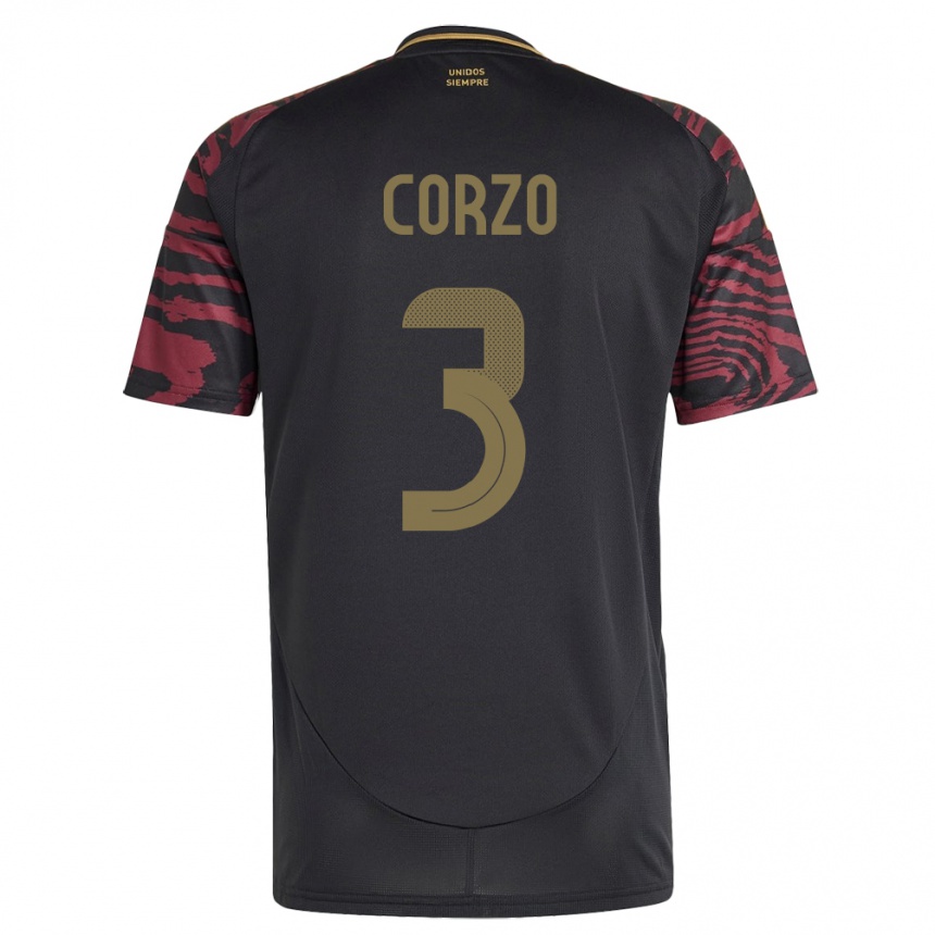 Men Football Peru Aldo Corzo #3 Black Away Jersey 24-26 T-Shirt Australia