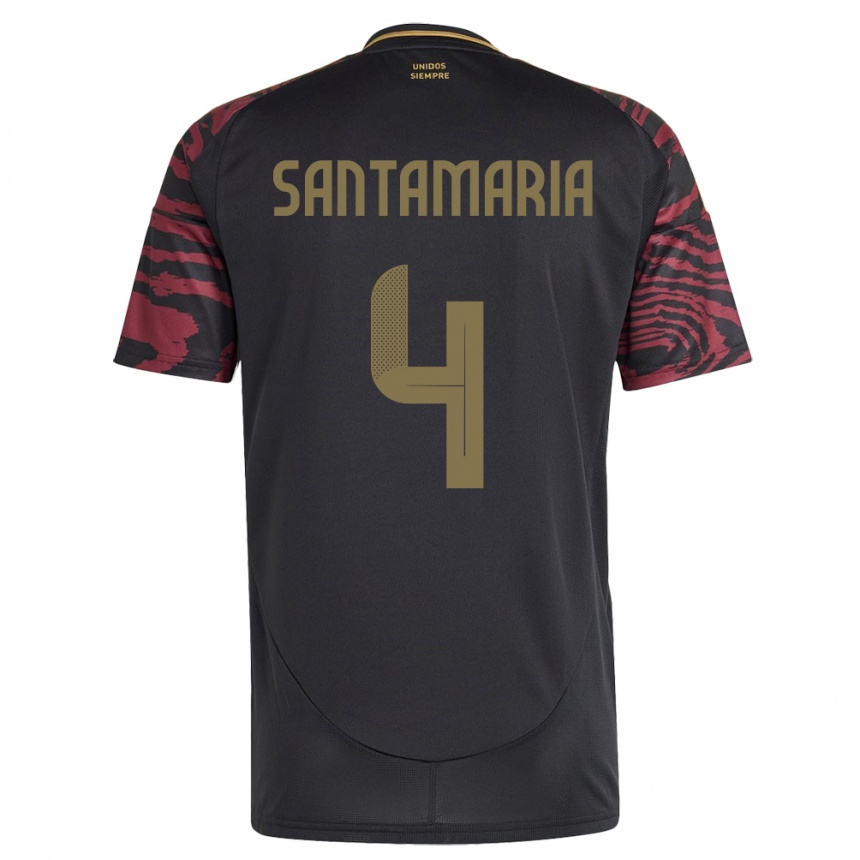 Men Football Peru Anderson Santamaría #4 Black Away Jersey 24-26 T-Shirt Australia