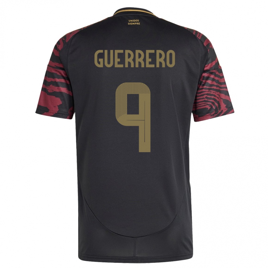 Men Football Peru Paolo Guerrero #9 Black Away Jersey 24-26 T-Shirt Australia