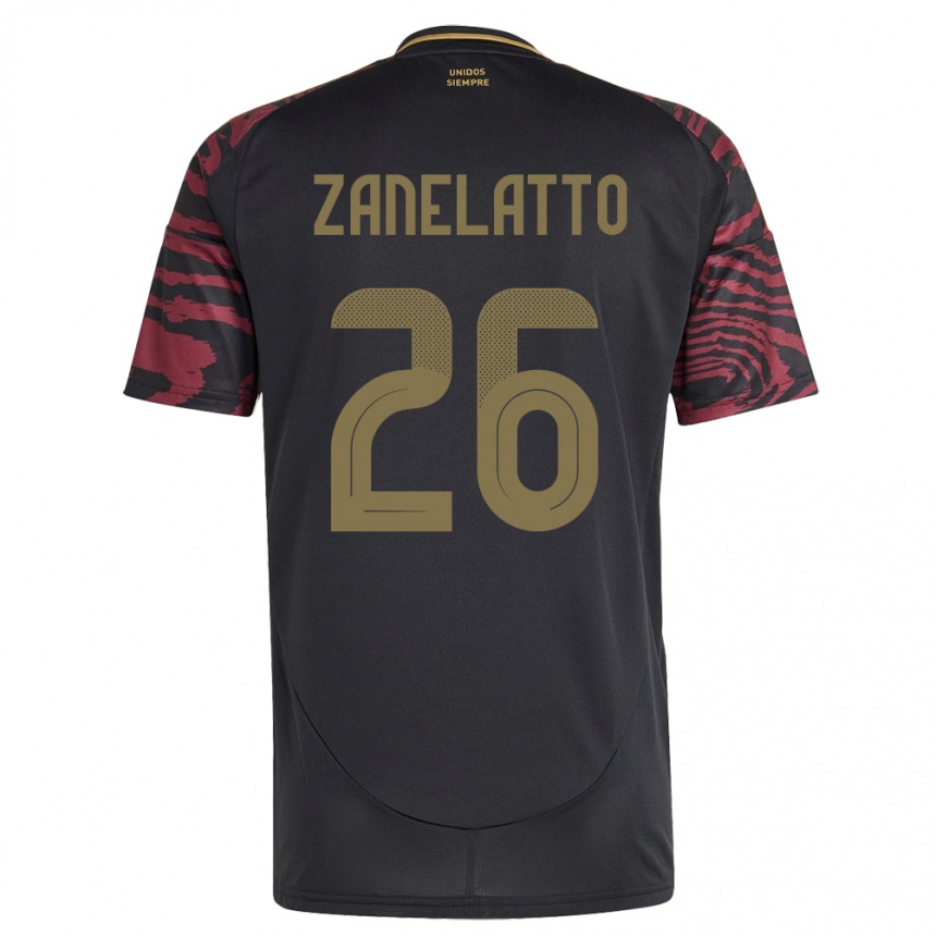 Men Football Peru Franco Zanelatto #26 Black Away Jersey 24-26 T-Shirt Australia