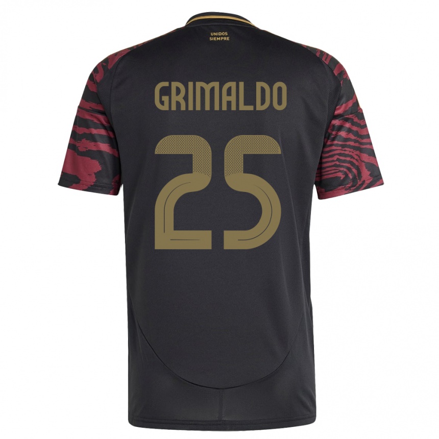 Men Football Peru Joao Grimaldo #25 Black Away Jersey 24-26 T-Shirt Australia