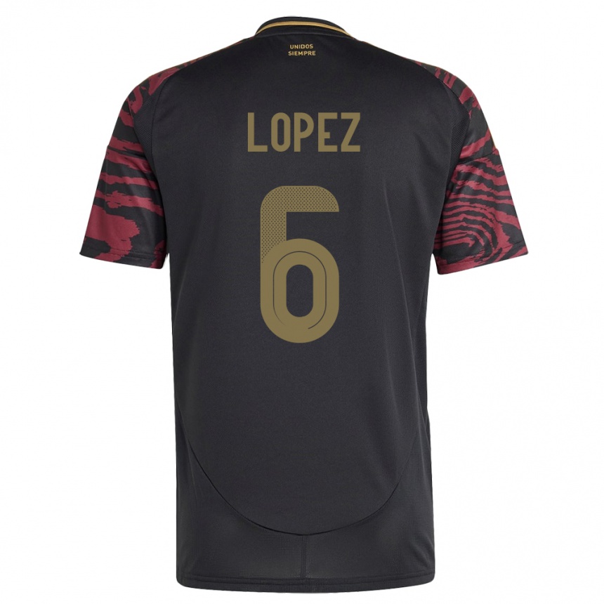 Men Football Peru Marcos López #6 Black Away Jersey 24-26 T-Shirt Australia